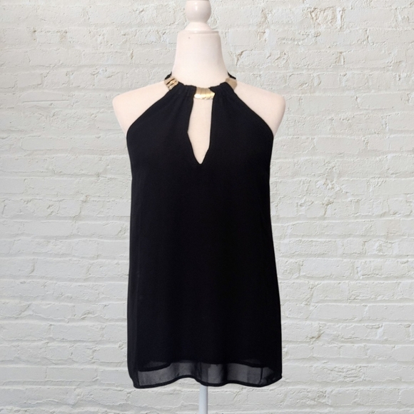 Guess Black Halter Blouse with Gold Collar Size Small - Picture 1 of 7